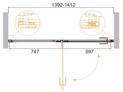 Душевая дверь Cezares BELLAGIO BELLAGIO-B-12-140-C-NERO 140х195 стекло прозрачное профиль черный - фото 2