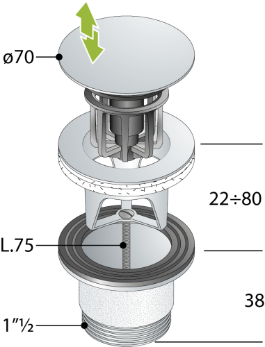 Донный клапан OMP Tea 8334.060.6.XD белый - фото 4