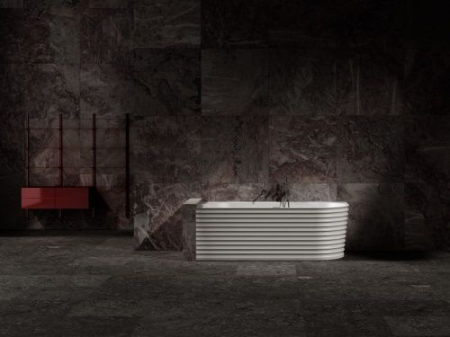 Ванна из искусственного камня Abber Stein AS9651 L 170х80 пристенная асимметричная с ножками - фото 5