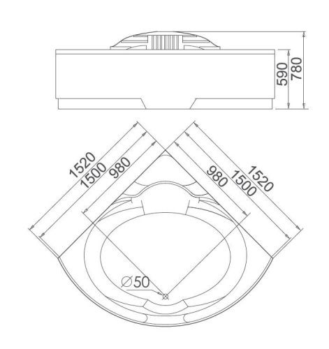 Ванна акриловая гидромассажная Gemy G9082 B 152х152 угловая четверть круга с каркасом - фото 4