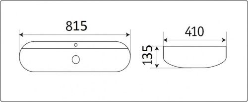 Раковина из сантехнического фаянса CeramaLux D1347 80х40 накладная цвет белый 1 отверстие под смеситель - фото 2