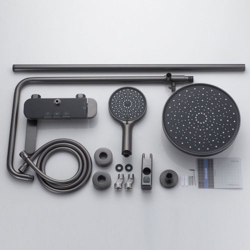 Душевая стойка Shevanik S4726T настенная цвет оружейная сталь - фото 4