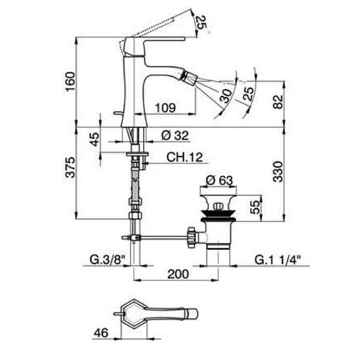 Смеситель Cisal Cherie CE00055024 Акция на биде золото - фото 2