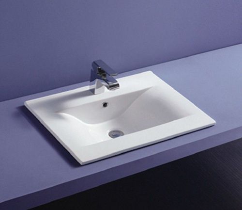 Раковина из сантехнического фаянса CeramaLux YJ807-60 60х50 встраиваемая цвет белый 1 отверстие под смеситель - фото 2