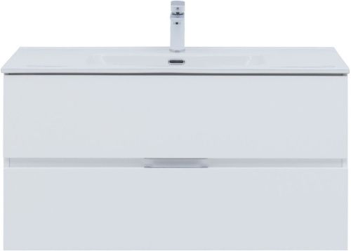 Комплект мебели: тумба с раковиной + зеркало-шкаф Aquanet Алвита New 00274205 101x46x138 подвесной цвет белый - фото 5