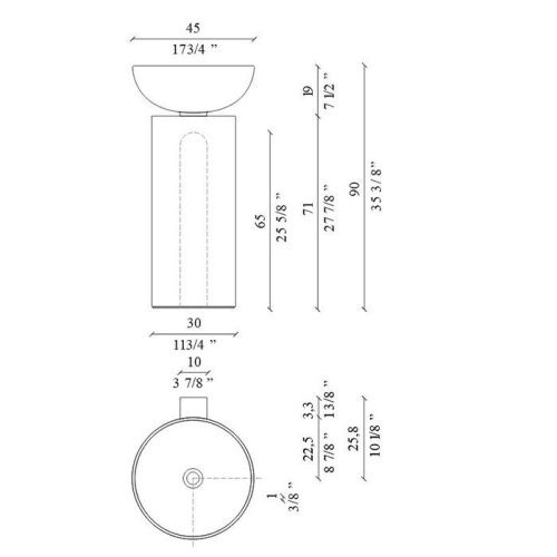 Раковина керамическая Milldue SABA 5831.CM03 50 см напольная цвет бежевый без отверстий под смеситель - фото 2