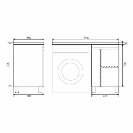 Тумба под раковину Uperwood Magenta 5930205167 50х50 напольная цвет черный