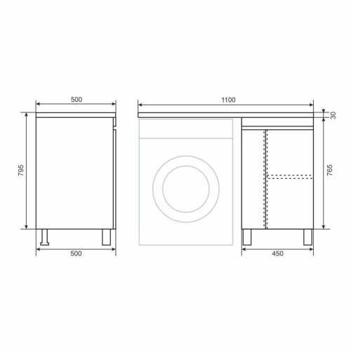 Тумба под раковину Uperwood Magenta 5930205167 50х50 напольная цвет черный - фото 2