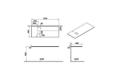 Столешница Vitra Origin 65726 120х50 накладная цвет черный - фото 2
