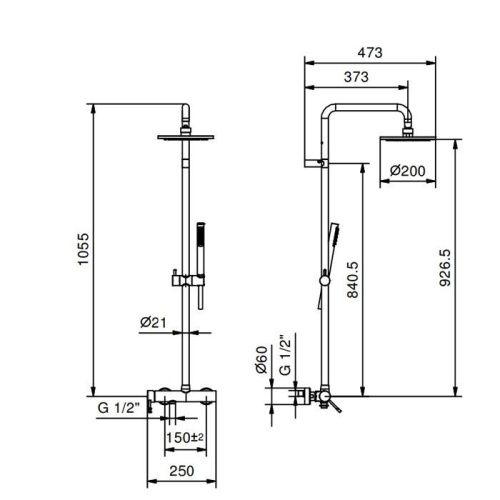 Душевая стойка Fantini Nostromo 86 13 8130 настенная цвет черный - фото 2