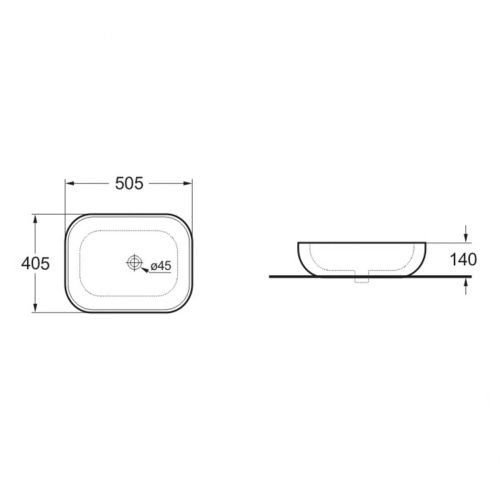 Раковина из сантехнического фарфора Vincea VBS-101MC 50х40 накладная цвет коричневый без отверстий под смеситель - фото 3