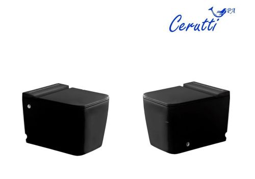 Унитаз приставной Cerutti SPA CT10197 черный с сиденьем микролифт безободковый импульсный смыв - фото 3
