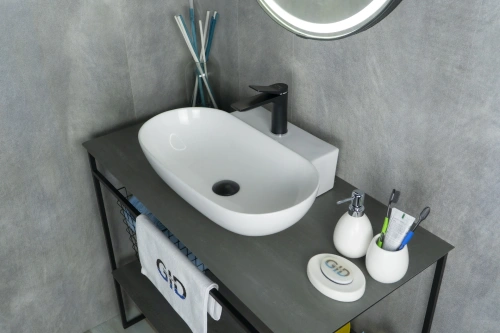 Раковина керамическая Gid Lago 51133 60х40 накладная цвет белый 1 отверстие под смеситель - фото 2