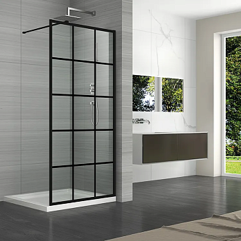 Душевой уголок Cerutti SPA MUZA T80 100х80 стекло с рисунком профиль черный без поддона