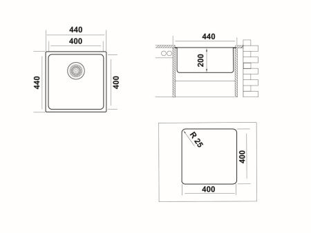 Кухонная мойка Ukinox Лофт LOB400.400 -GT10P 40х40 цвет нержавеющая сталь поверхность брашированная