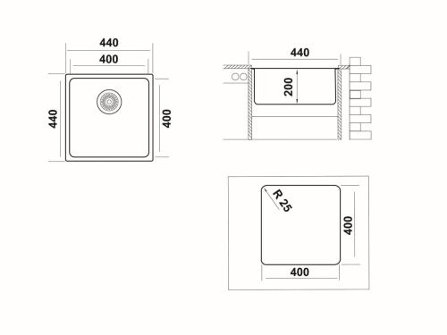 Кухонная мойка Ukinox Лофт LOB400.400 -GT10P 40х40 цвет нержавеющая сталь поверхность брашированная - фото 3