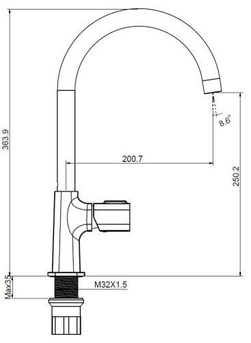 Смеситель для кухни Creavit AL8500S на мойку черный - фото 2