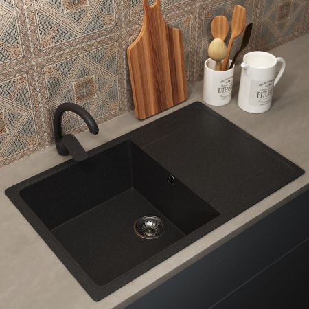 Кухонная мойка Uperwood ECON UPD-507 4010202111 75х50 цвет черный поверхность матовая