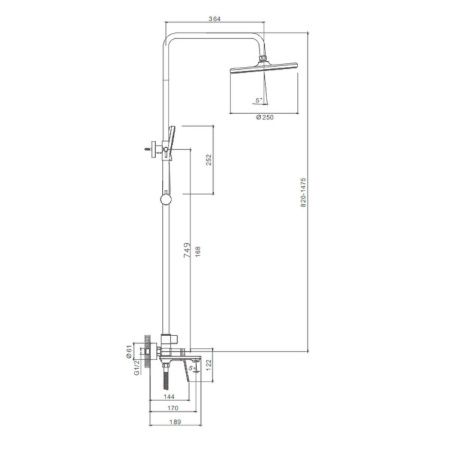 Душевая стойка Splenka S04.24 настенная цвет хром