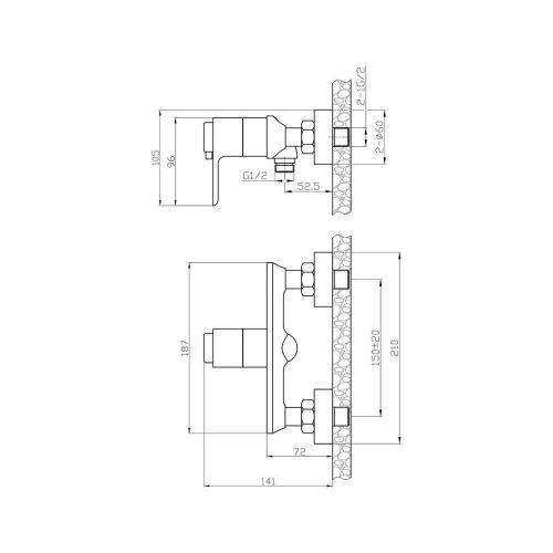 Смеситель для душа Rossinka Rs50 RS50-41 настенный хром с термостатом - фото 3