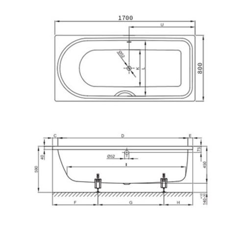 Ванна стальная Bette Ocean 8765-000 PLUS 170х80 отдельностоящая прямоугольная без ножек - фото 2