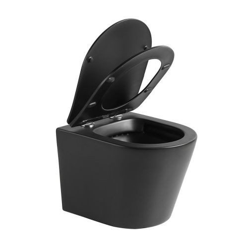 Унитаз подвесной Vincea Piatti VT1-11SMB черный с сиденьем микролифт безободковый душевой смыв - фото 4