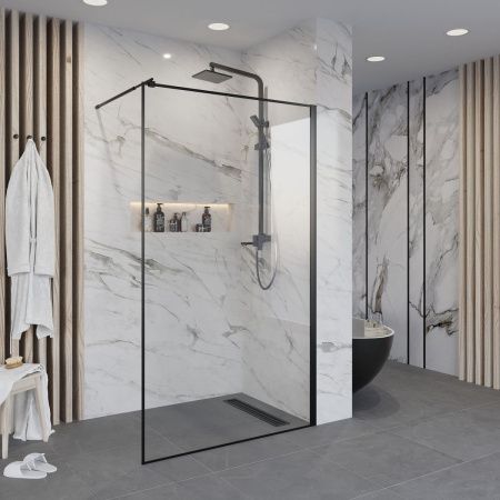 Душевая перегородка Niagara Nova NG-687-12BLACK 120х195 стекло с рисунком профиль черный