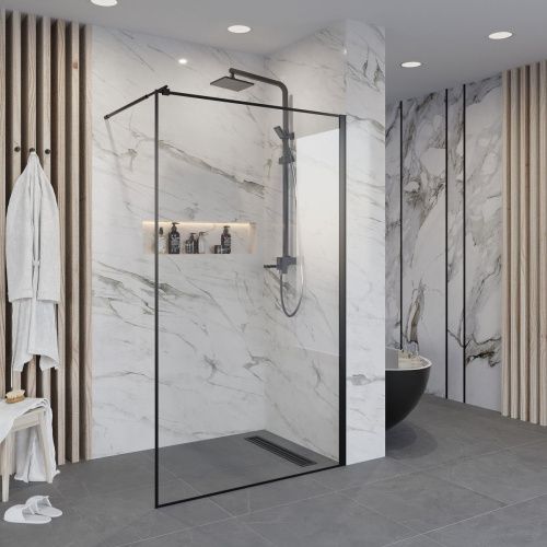 Душевая перегородка Niagara Nova NG-687-11BLACK 110х195 стекло с рисунком профиль черный - фото 2