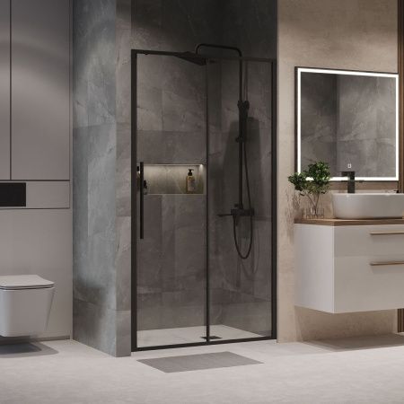 Душевая дверь Niagara Nova NG-84-14AB 140х195 стекло прозрачное профиль черный