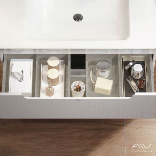 Тумба с раковиной Alavann Berta ALV0968000 110х50 подвесная цвет белый - фото 4