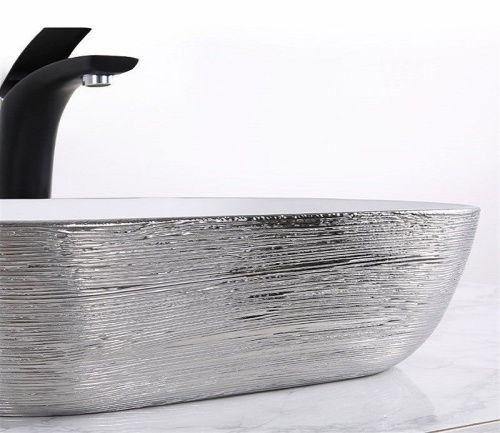 Раковина из сантехнического фаянса CeramaLux D1333H131 50х30 накладная цвет хром без отверстий под смеситель - фото 4