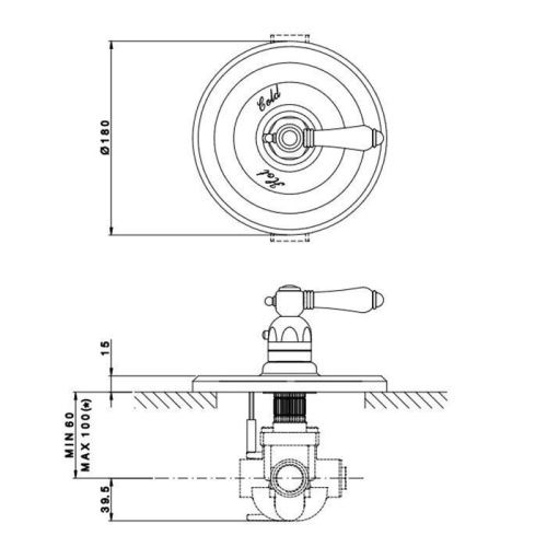 Смеситель для душа Nicolazzi Termostatico 4914BZ78 встраиваемый в стену бронза (внешняя часть) с термостатом - фото 2