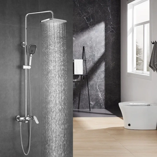 Душевая стойка Shevanik S8536 настенная цвет хром - фото 4