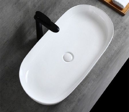 Раковина из сантехнического фаянса CeramaLux 78327 80х40 накладная цвет белый без отверстий под смеситель