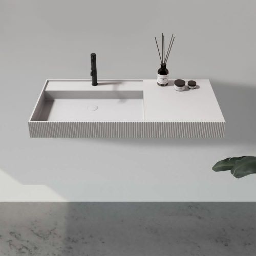 Раковина из искусственного камня Abber STEIN AS2628 120х50 подвесная цвет белый без отверстий под смеситель - фото 3