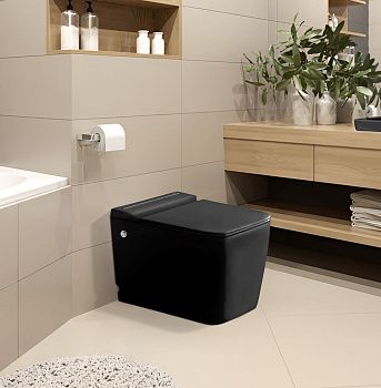 Унитаз приставной Cerutti SPA CT10197 черный с сиденьем микролифт безободковый импульсный смыв