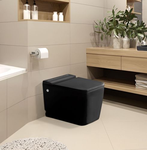 Унитаз приставной Cerutti SPA CT10197 черный с сиденьем микролифт безободковый импульсный смыв