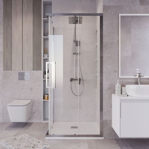 Душевой уголок Grossman Cosmo 300.K33.02.8080.10.00 80х80 стекло прозрачное профиль хром без поддона - фото 5