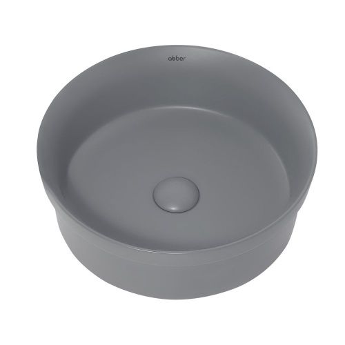 Раковина из сантехнического фаянса Abber BEQUEM AC2103MG 40х40 накладная цвет серый без отверстий под смеситель - фото 3