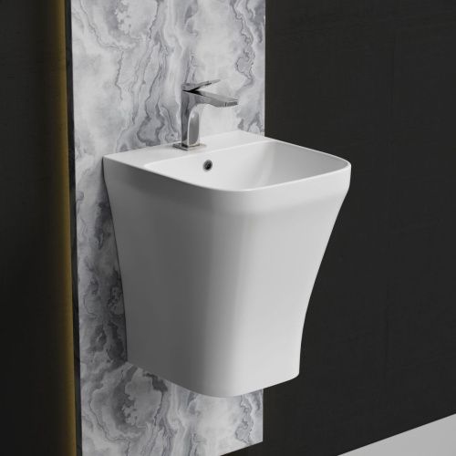 Раковина из сантехнического фарфора Ceramica Nova DION CN6067 40х40 подвесная цвет белый 1 отверстие под смеситель - фото 2