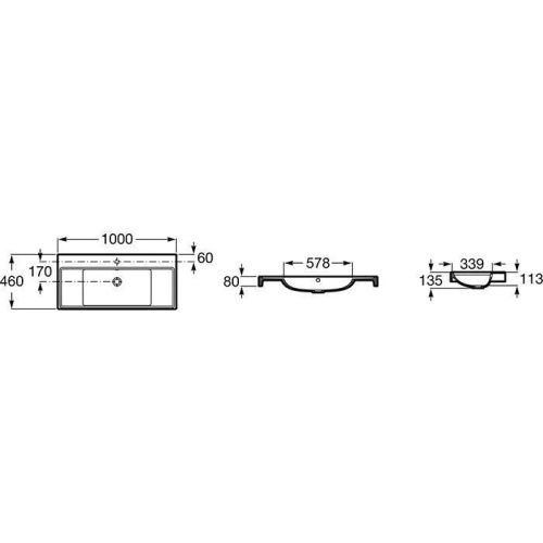 Раковина из искусственного камня Roca Ona Z.RU93.0.833.5 100 см подвесная цвет белый 1 отверстие под смеситель - фото 2