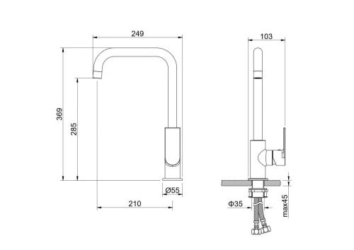 Смеситель для кухни Aquatek ЛИРА AQ1480MB на мойку черный - фото 4