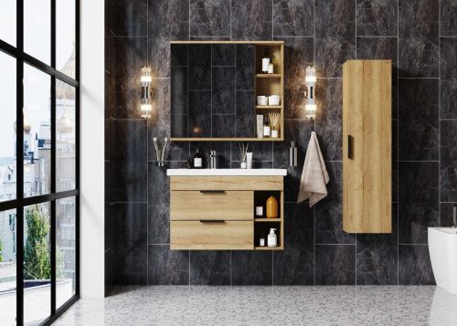 Зеркало-шкаф Onika Легран 208092 80х70 подвесной цвет коричневый - фото 4