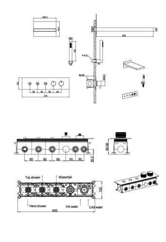 Душевая система Boheme Fusion 131-MW встраиваемая в стену цвет белый с термостатом - фото 2