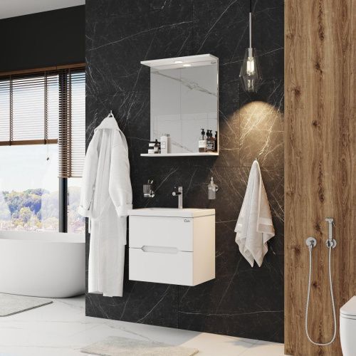 Тумба под раковину Onika Айленд 105021 50х40 подвесная цвет белый - фото 5