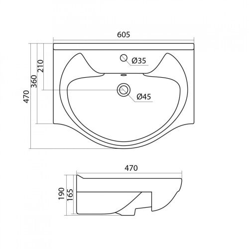 Раковина керамическая Onika Байкал 1WH109652 60х50 накладная цвет белый 1 отверстие под смеситель - фото 4