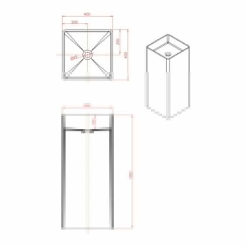 Раковина из искусственного камня MonteBianco Torre 400 13011 40х40 напольная цвет белый без отверстий под смеситель - фото 5