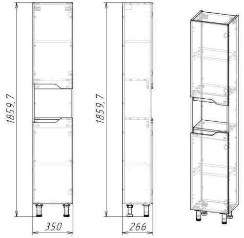 Шкаф-пенал Stella Polar Абигель SP-00001036 40х190 напольный цвет серый - фото 2