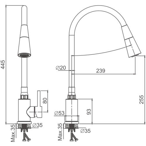 Смеситель для кухни BELZ B74810-5 на мойку золото - фото 2