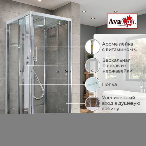 Душевая кабина AvaCan Z Z1910 100х100 квадратная с крышей ориентация универсальная - фото 2